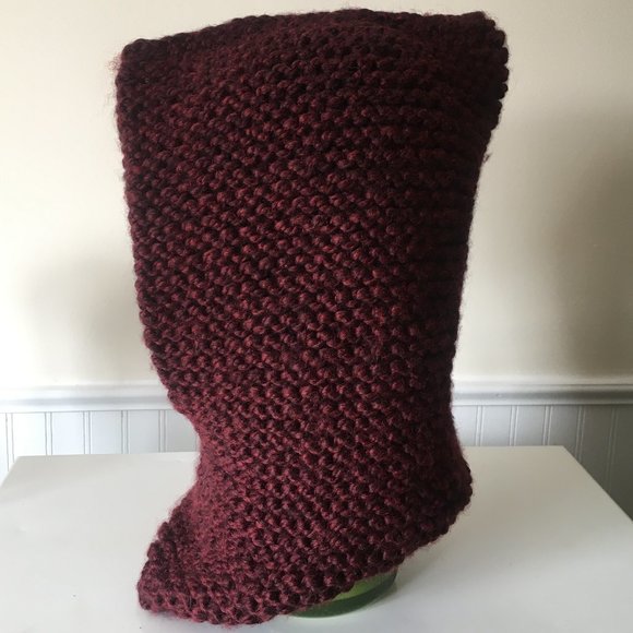 Hand-knitted, Super Chunky Knit, Claret Burgundy Hand-knitted Hoodie main image 7
